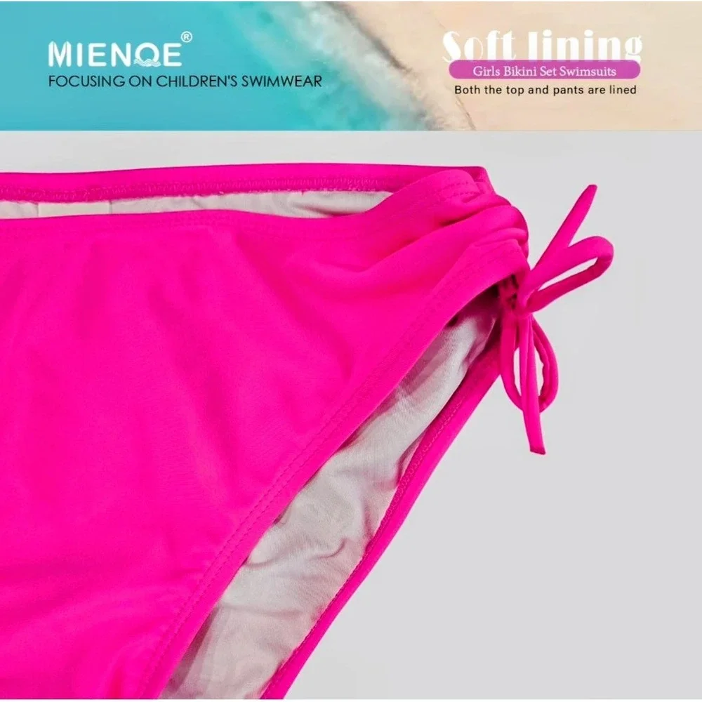 Mienqe Girls Pink Colorblock Bikini Set Two Piece Swimsuit Anti-Chlorine 0059